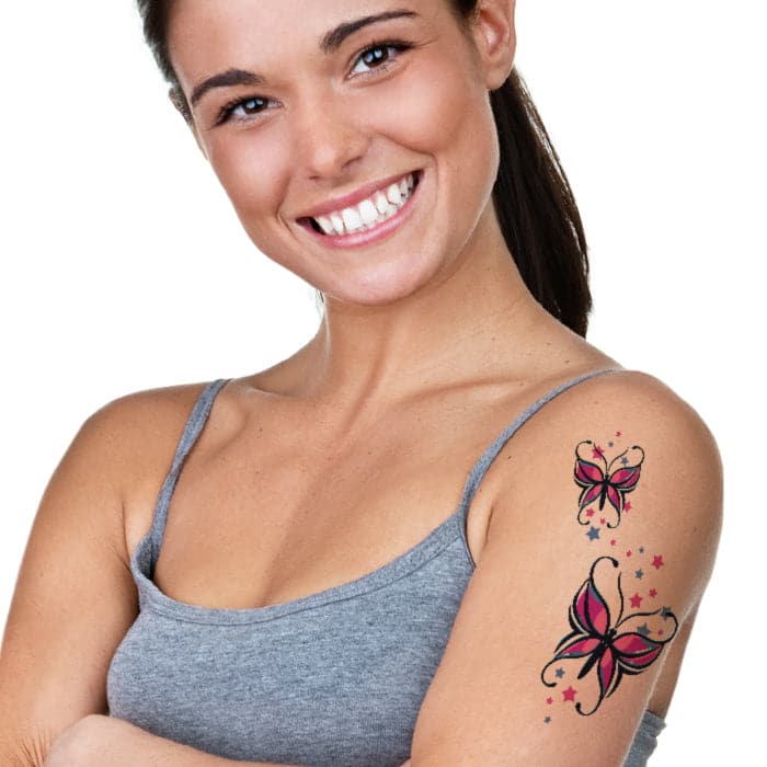 Butterflies and Stars Temporary Tattoo 7 in x 4.5 in