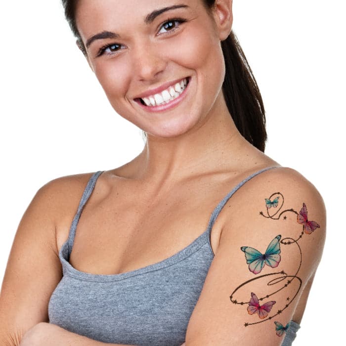 Butterfly Swirls Large Temporary Tattoo 7 in x 4.5 in