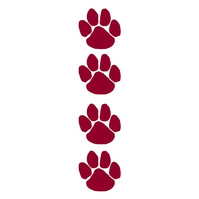 Maroon Paw Prints Temporary Tattoo Set 3.5 in x 1.5 in