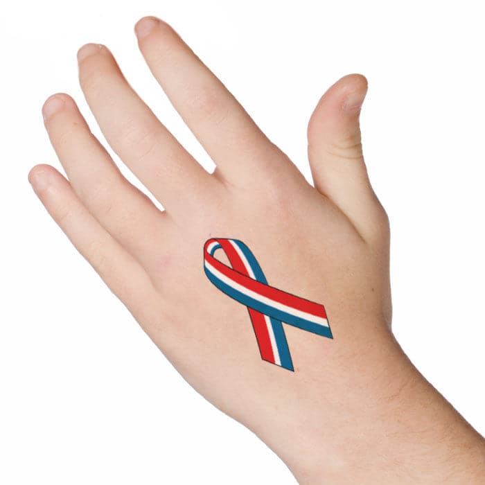 American Flag Cause Ribbon Temporary Tattoo 2 in x 2 in