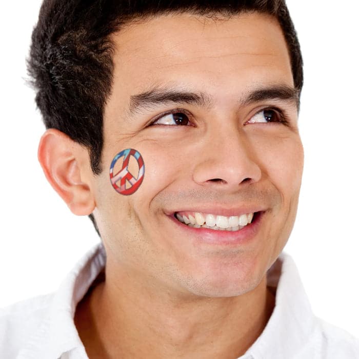 Patriotic Peace Symbol Temporary Tattoo 2 in x 2 in