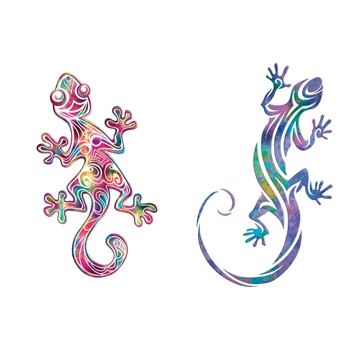 Pair of Geckos Temporary Tattoos 3.5 in x 2.5 in