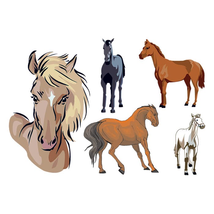Set of Horses Temporary Tattoos 3.5 in x 2.5 in