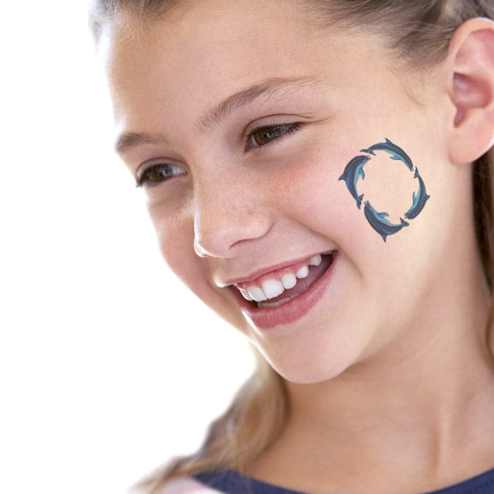 Dolphin Ring Temporary Tattoo 2 in x 2 in