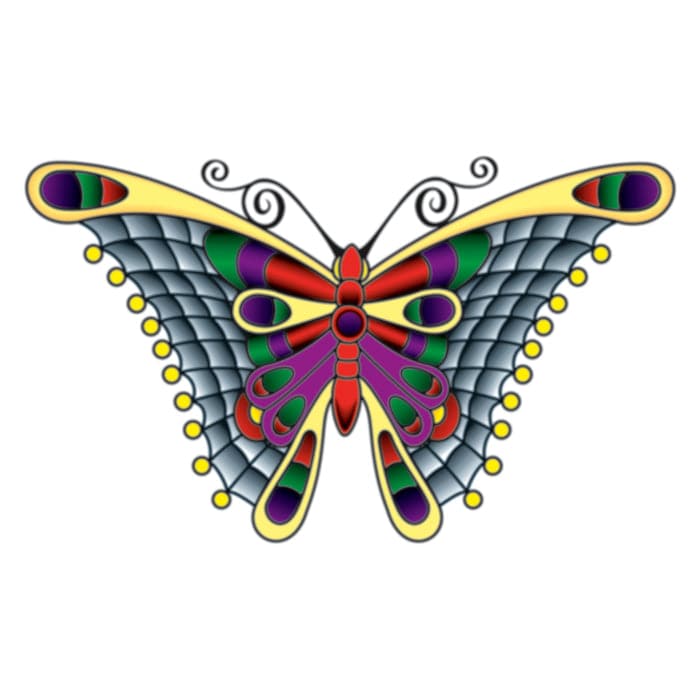 Stained Glass Butterfly Temporary Tattoo