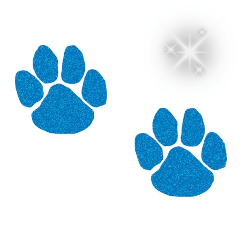 Blue Glitter Paw Temporary Tattoo