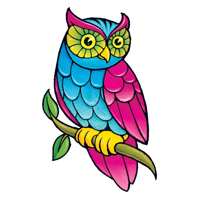 Classic Girls: Owl Temporary Tattoo 3.5 in x 2.5 in
