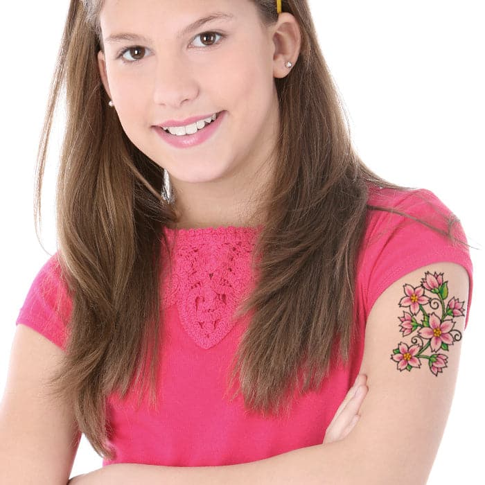 Classic Girls: Flowers and Vines Temporary Tattoo 3.5 in x 2.5 in