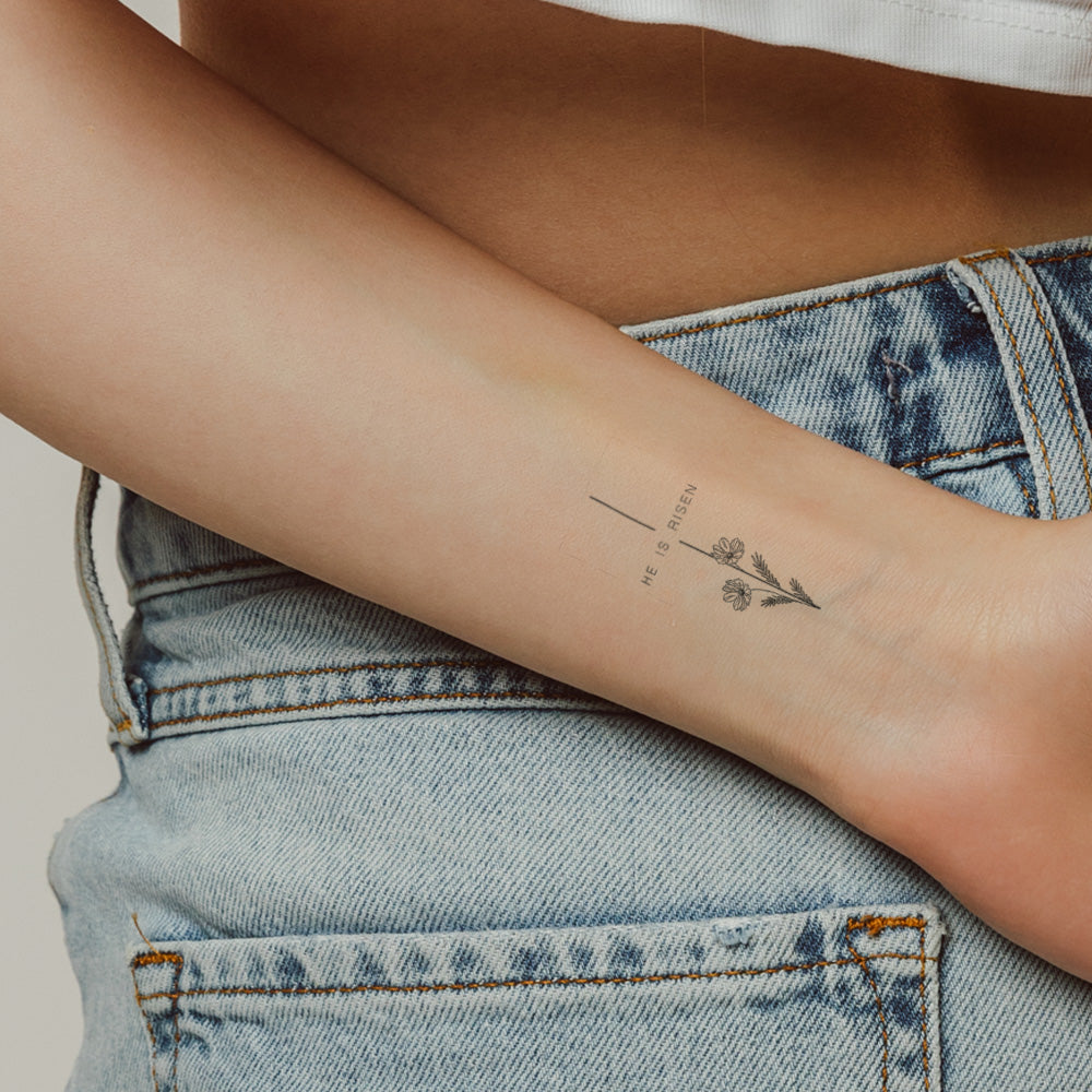 Hand Drawn Floral Cross Tattoo