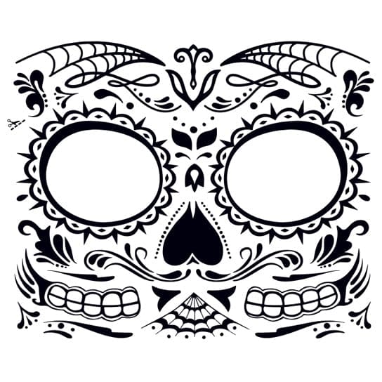 Day of the Dead: Skull Face Temporary Tattoo 6 in x 5 in