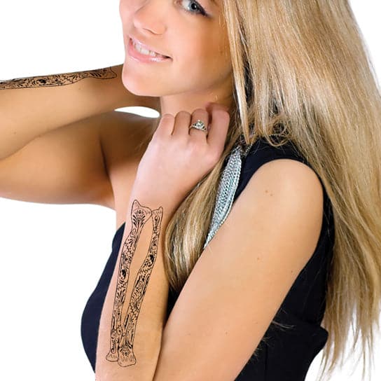 Day of the Dead Skeleton Arm Temporary Tattoo 4 in x 8.5 in