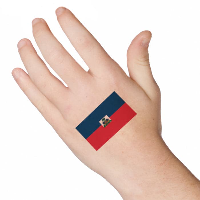 Flag of Haiti Temporary Tattoo 2 in x 1.5 in