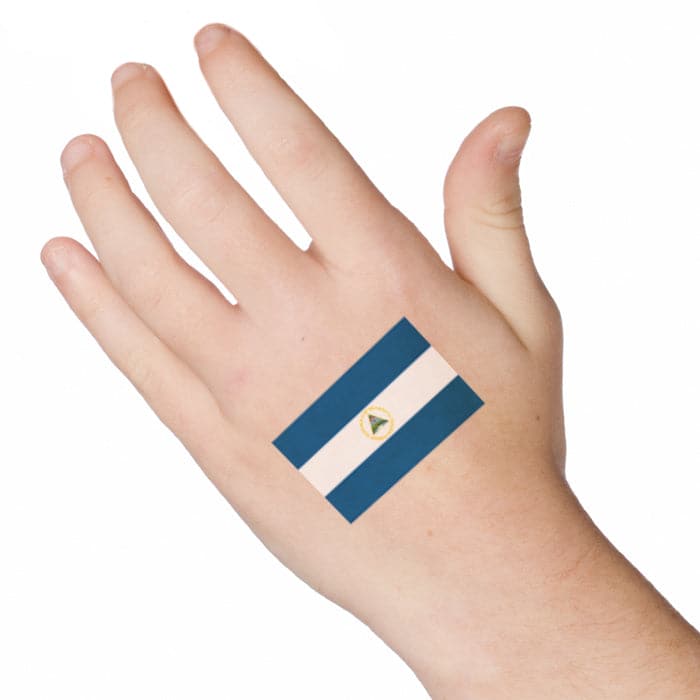 Flag of Nicaragua Temporary Tattoo 2 in x 1.5 in