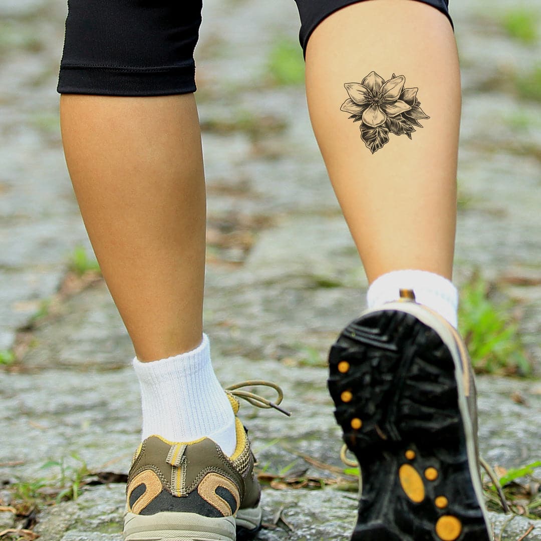 Gray Magnolia Temporary Tattoo 4 in x 4 in