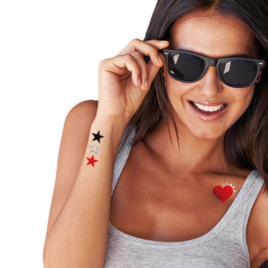 Metallic Hearts & Stars Temporary Tattoo 2 in x 2 in