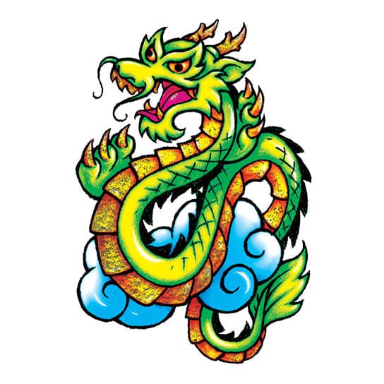 Metallic Classic Dragon Temporary Tattoo 2.5 in x 3.5 in