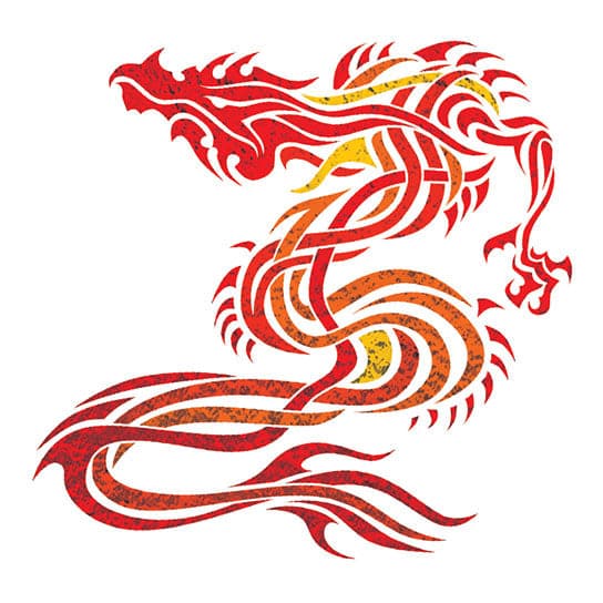 Fiery Dragon Metallic Temporary Tattoo 2.5 in x 2.5 in