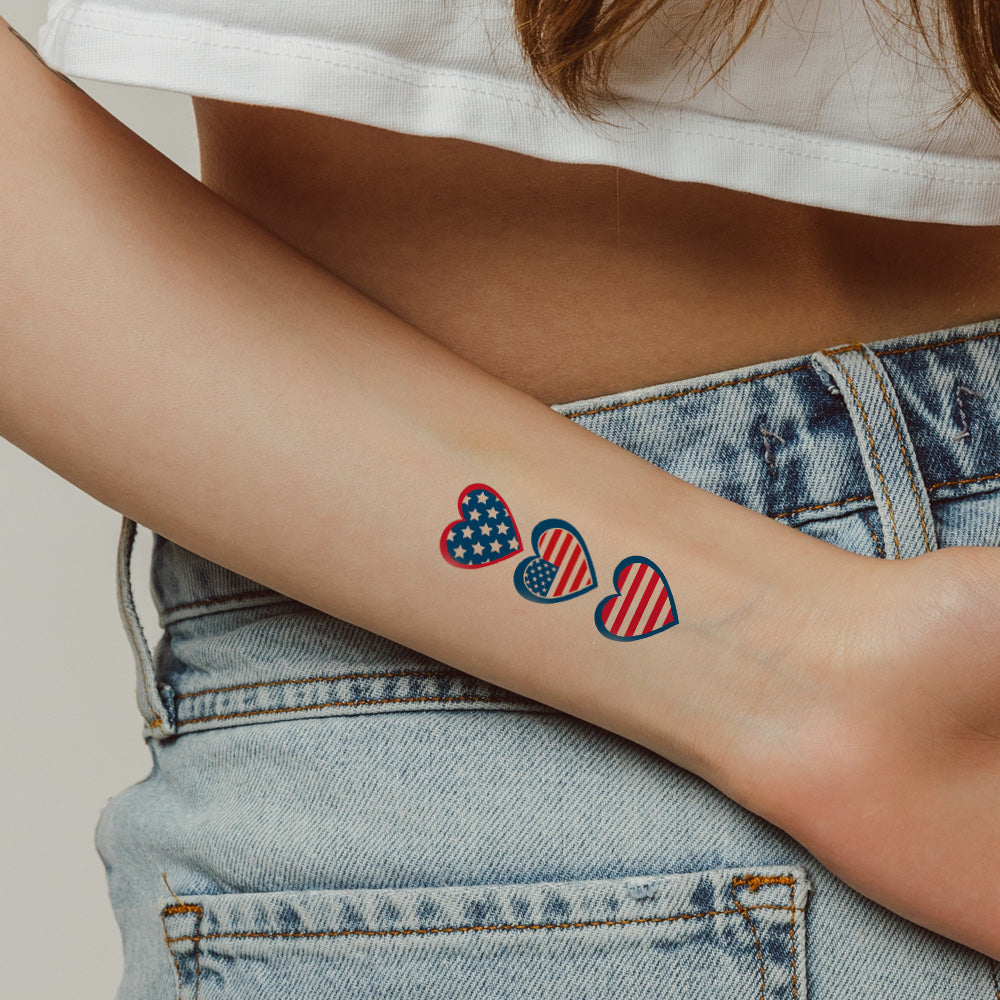 Patriotic Metallic Temporary Tattoos 2.5 in x 3 in