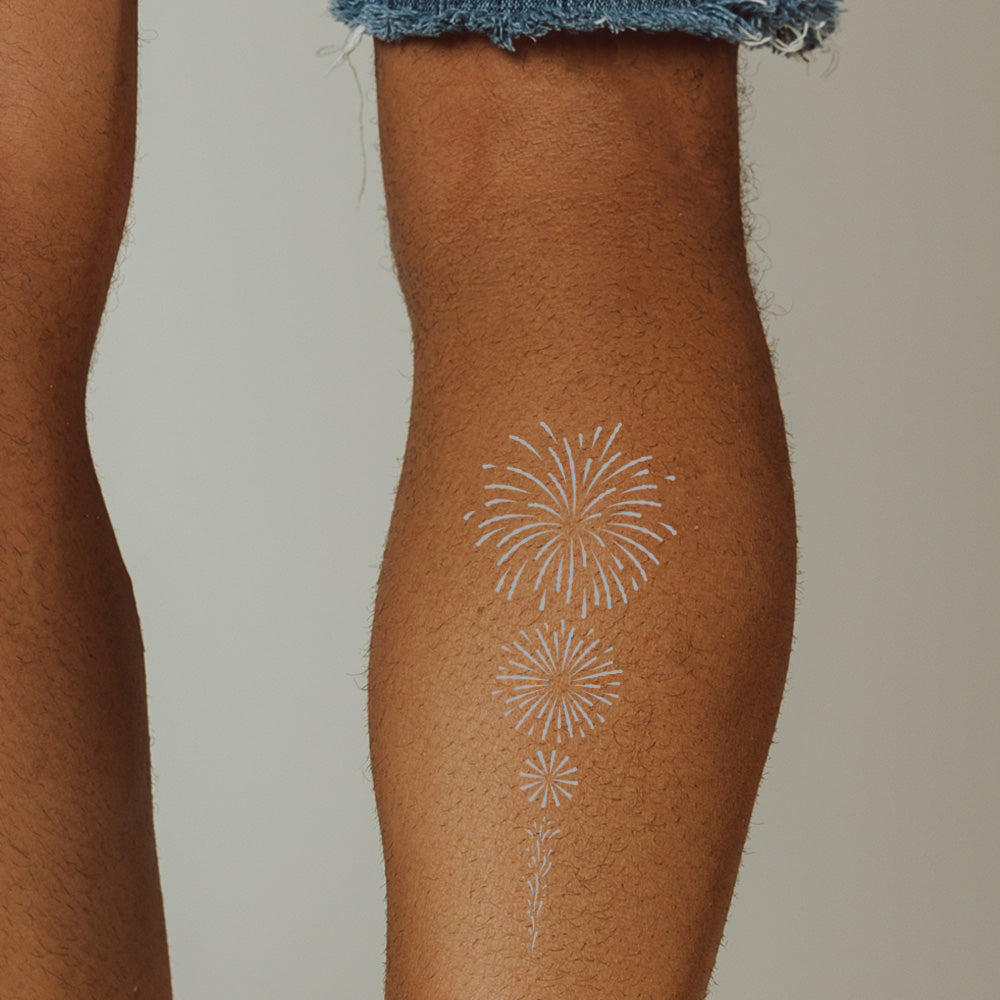 Silver Fireworks Temporary Tattoo 2.5 in x 6.5 in