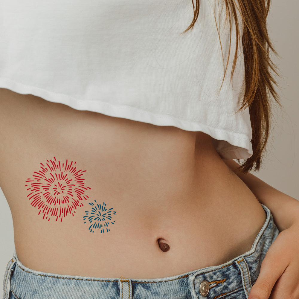Exploding Fireworks Temporary Tattoo (Small) 3 in x 4 in