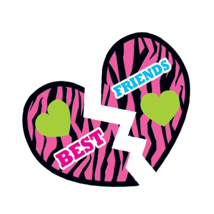 Best Friends Heart Temporary Tattoo 1.5 in x 1.5 in