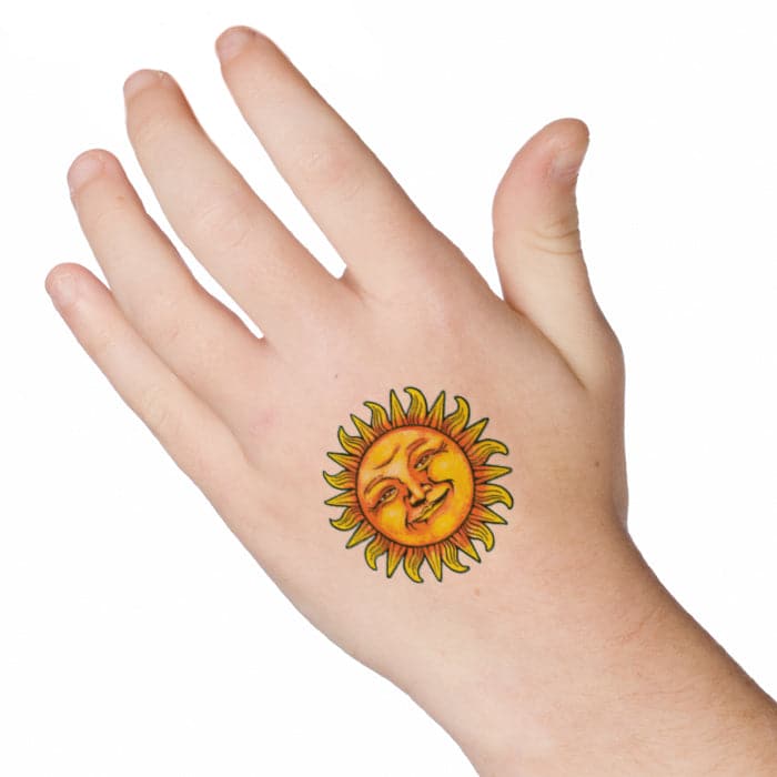 Smiling Sun Temporary Tattoo 2 in x 2 in