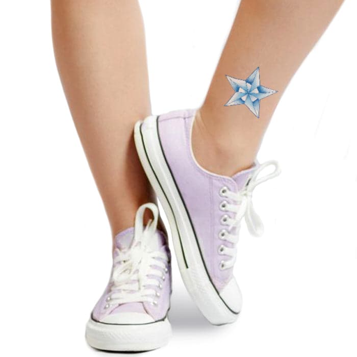 Glow in the Dark Blue Star Temporary Tattoo 3 in x 3 in