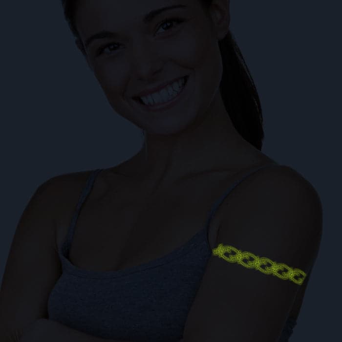 Glow in the Dark Black Symmetry Band Temporary Tattoo 6 in x 1.5 in