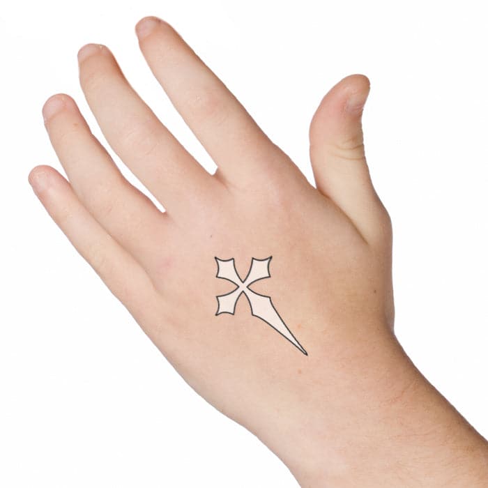 Glow in the Dark Black Cross Temporary Tattoo 2 in x 1.5 in