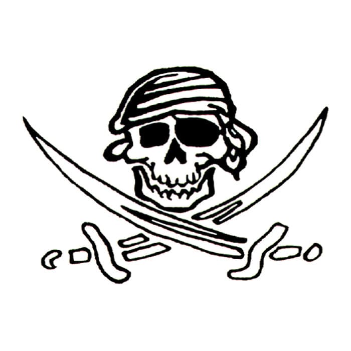 Glow in the Dark Skull and Swords Temporary Tattoo 1.5 in x 2 in