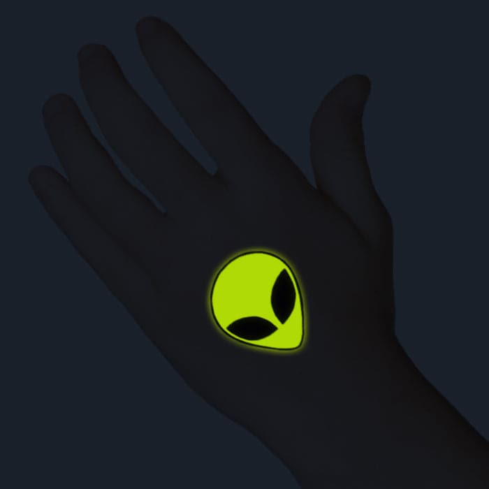 Glow in the Dark Alien Temporary Tattoo 1.5 in x 2 in