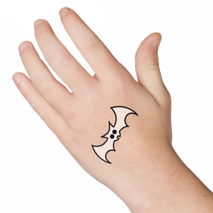 Glow in the Dark Black Bat Temporary Tattoo 1.5 in x 2 in