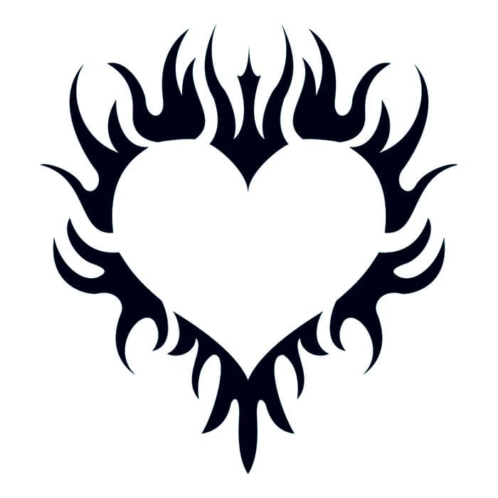 Glow in the Dark Flaming Heart Temporary Tattoo 3 in x 3 in