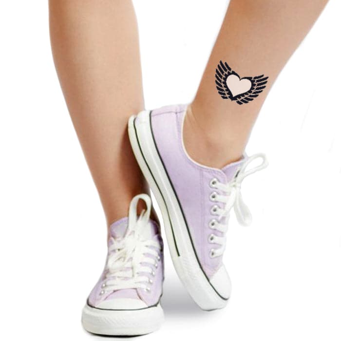 Glow in the Dark Winged Heart Temporary Tattoo 3 in x 3 in
