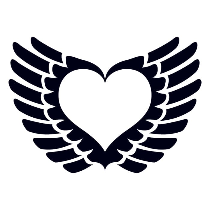 Glow in the Dark Winged Heart Temporary Tattoo 3 in x 3 in