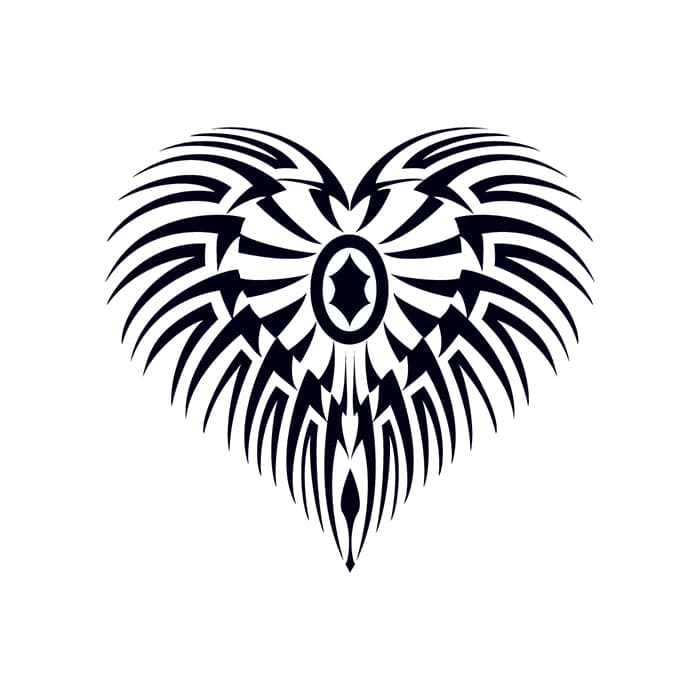 Glow in the Dark Tribal Heart Temporary Tattoo 3 in x 3 in