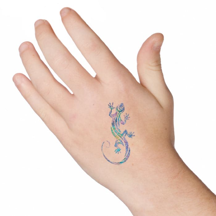 Glitter Gecko Temporary Tattoo 2 in x 2 in