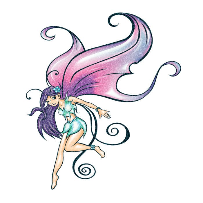 Glitter Winged Fairy Temporary Tattoo 2 in x 2 in