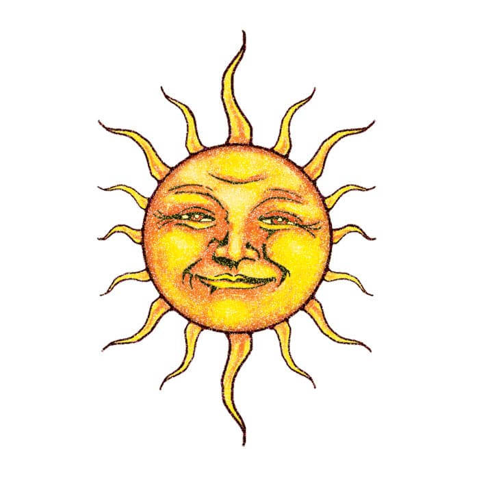 Glitter Sun Face Temporary Tattoo 2 in x 2 in