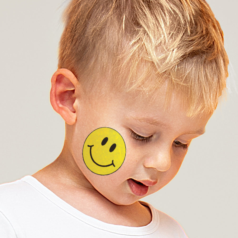 Glitter Happy Smiley Face Temporary Tattoo 2 in x 2 in