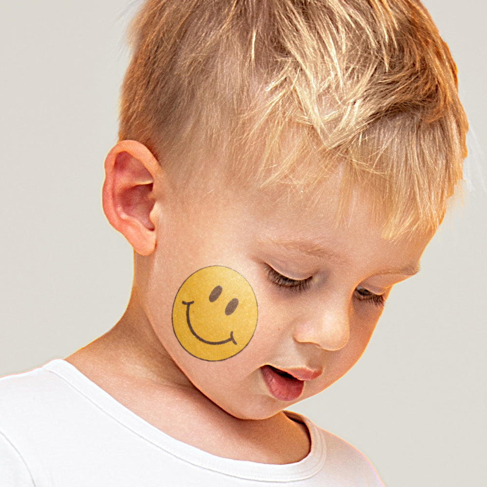 Glitter Happy Smiley Face Temporary Tattoo 2 in x 2 in