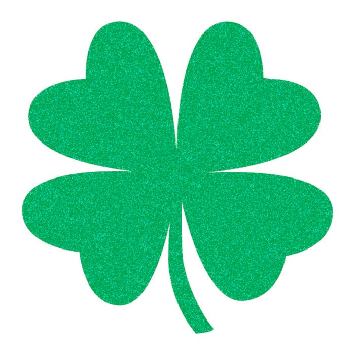 Glitter Four Leaf Clover Temporary Tattoo 2 in x 2 in