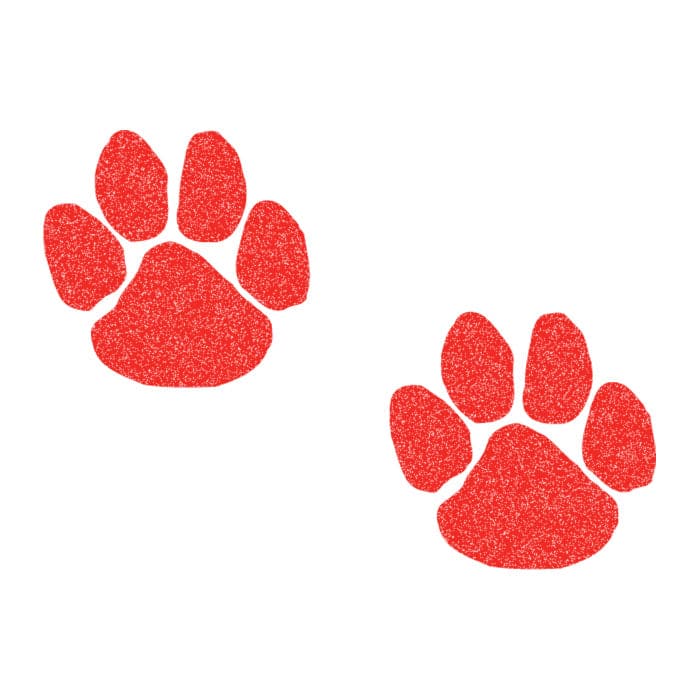 Glitter Red Paw Prints Temporary Tattoos 2 in x 1.5 in