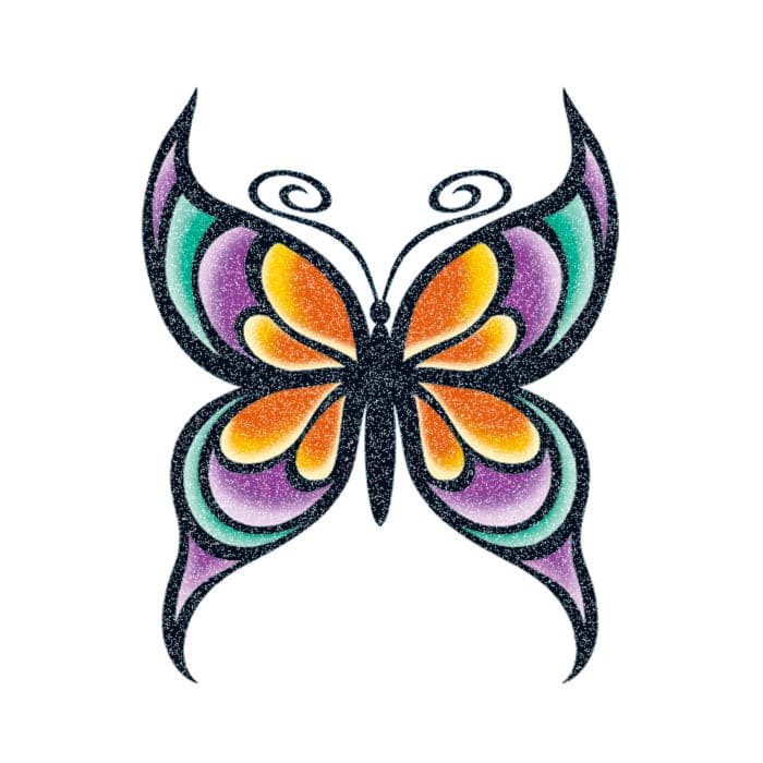 Glitter Colorful Butterfly Temporary Tattoo 2 in x 1.5 in