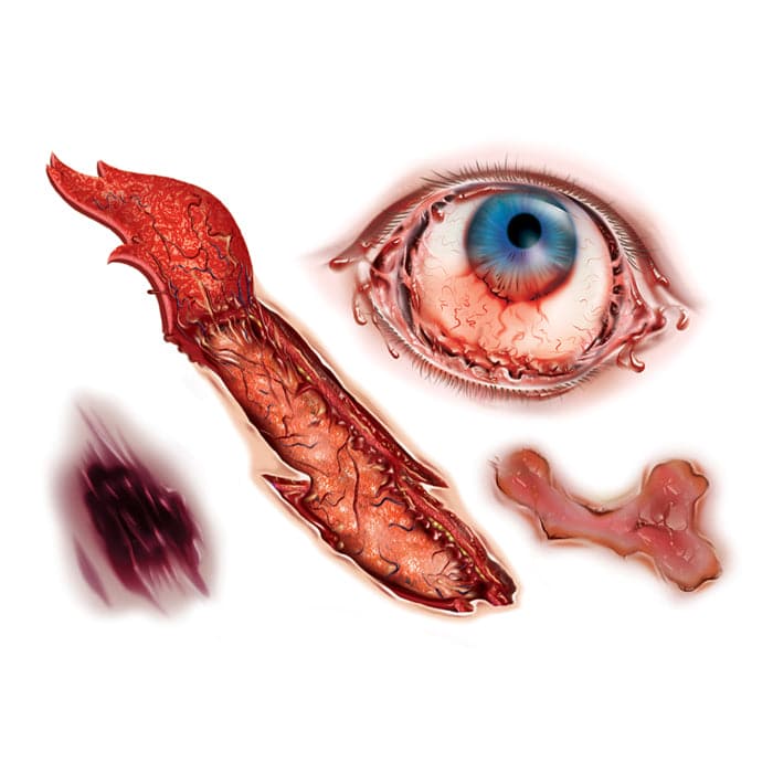 Gory Gash, Scars & Eye Temporary Tattoo 3.5 in x 2.5 in