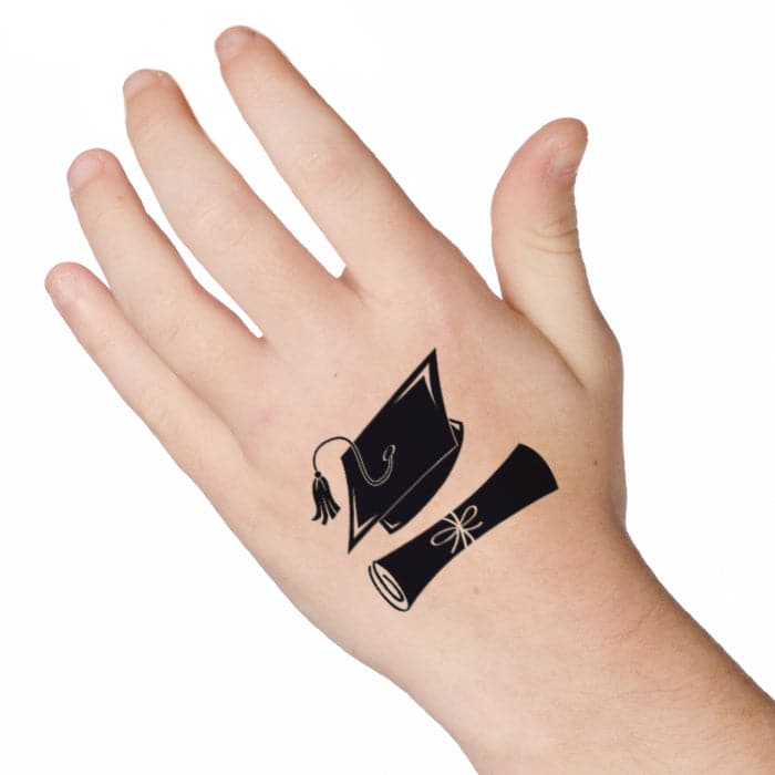 Black Graduation Day Temporary Tattoo 2 in x 2 in
