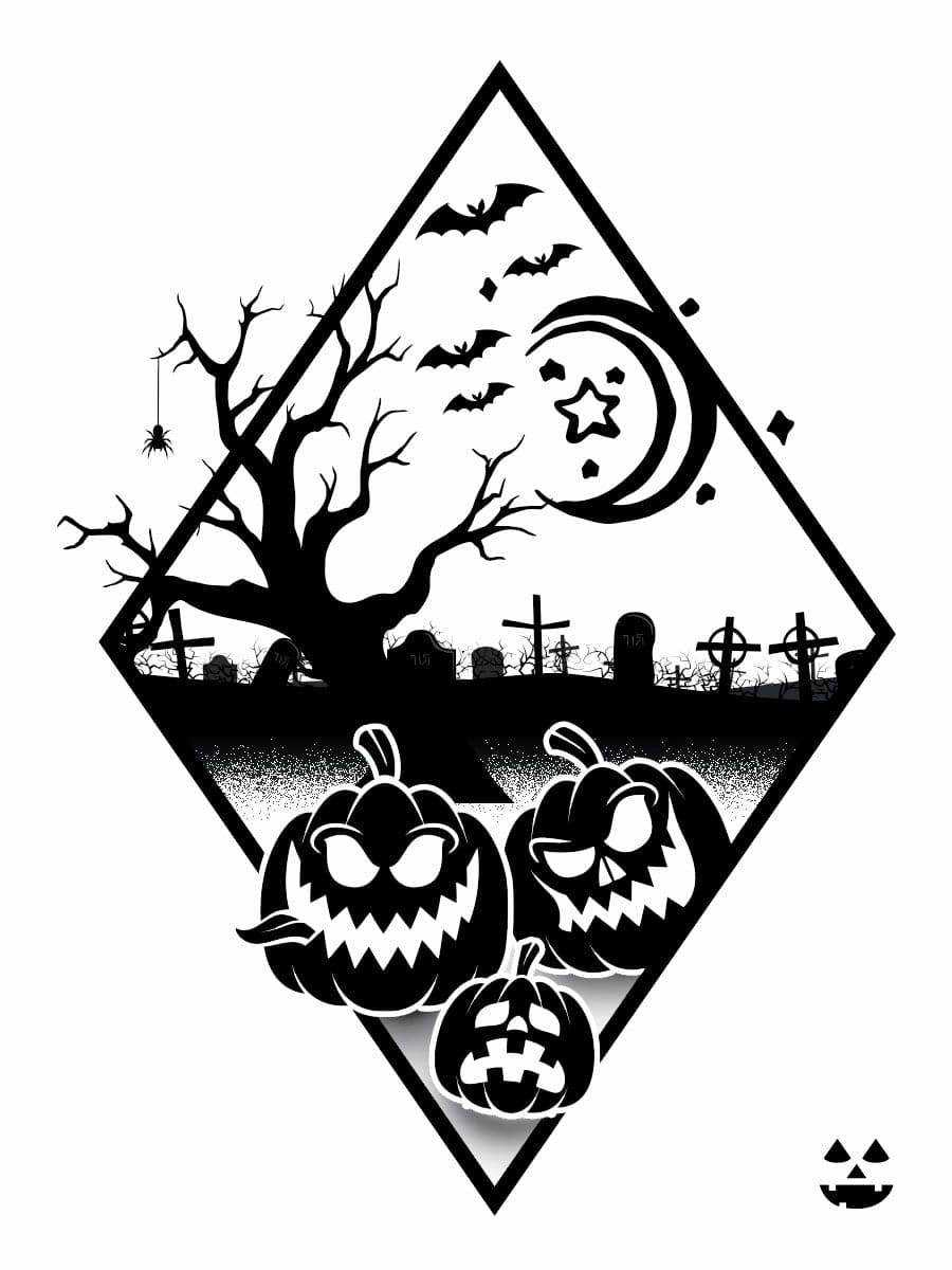 Halloween scene diamond temporary tattoo