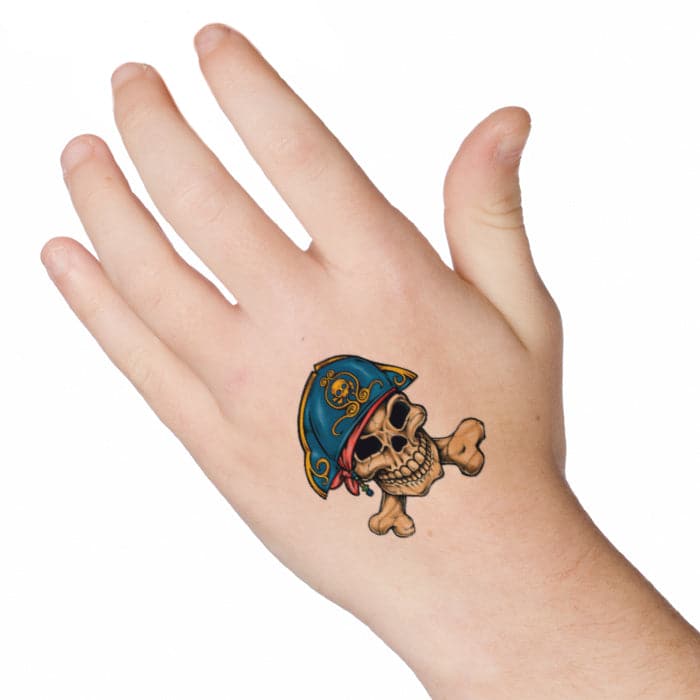 Pirate Skull and Crossbones Temporary Tattoo 2 in x 2 in