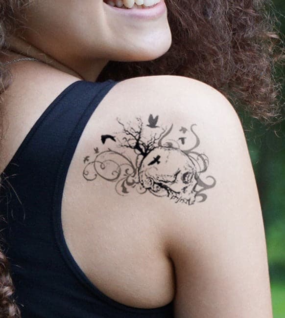 Side Skull Temporary Tattoo - Temporary Tattoos