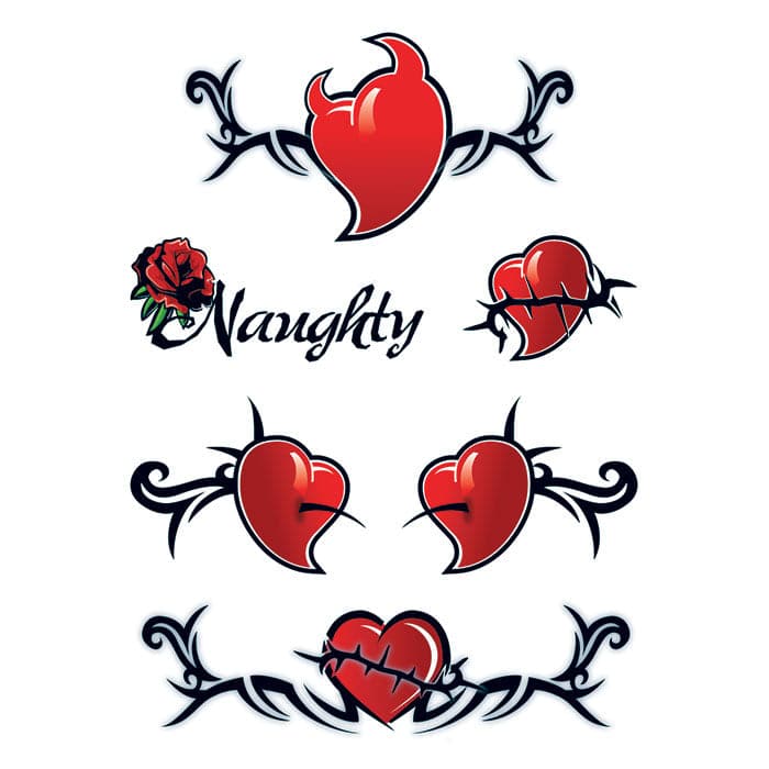 Devil Hearts Temporary Tattoo 6 in x 4.5 in